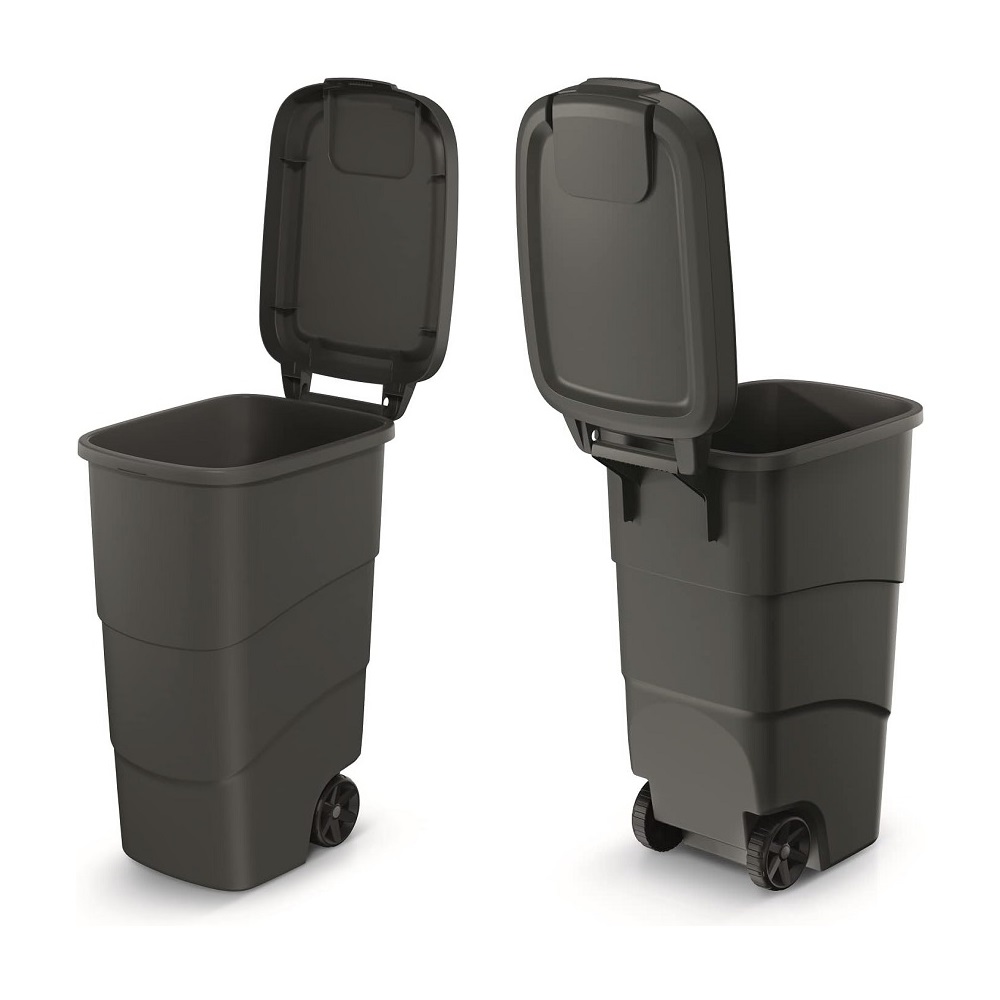 Prosperplast Mobiler Mülleimer bin WHEELER 90 L - recycled black