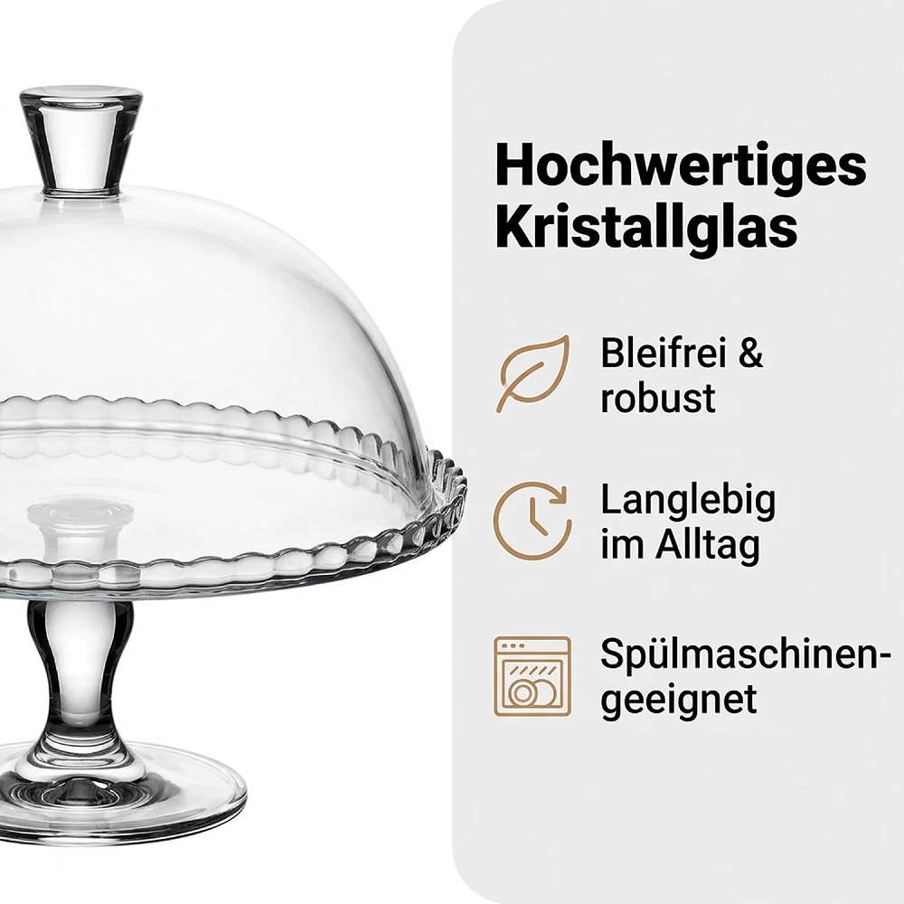 Der-Porzellan-Laden by Pasabahce Patisserie Servierplatte auf Fuß mit Haube