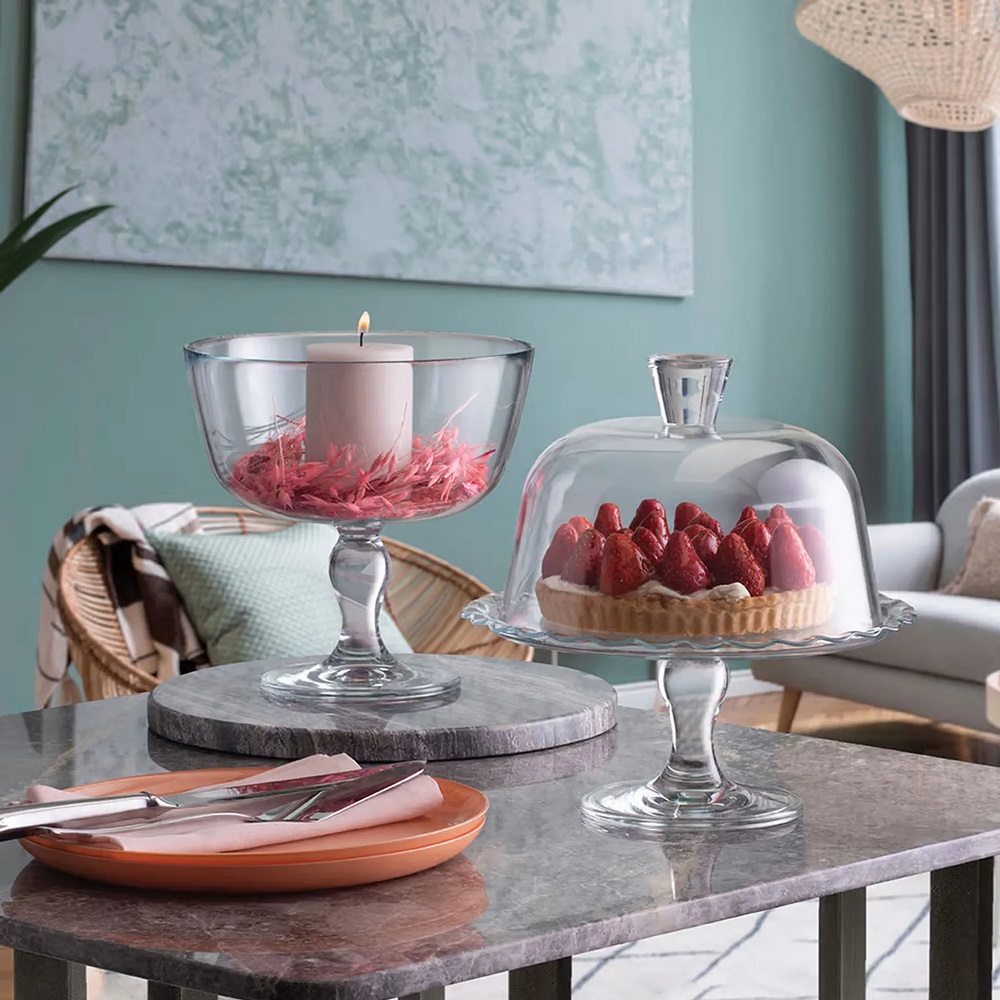 Pasabahce Patisserie Servierplatte auf Fuß mit Haube Ø 26,4 cm