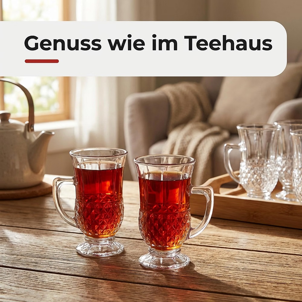 Der-Porzellan-Laden by Pasabahce Istanbul Teeglas mit Henkel 6er Set