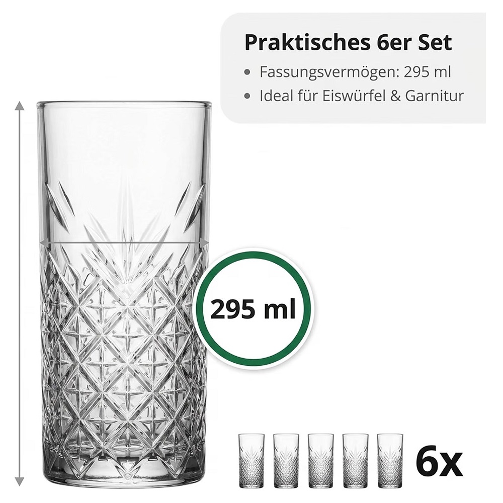 Der-Porzellan-Laden by Pasabahce Timeless Longdrink 295 ml 6er Set