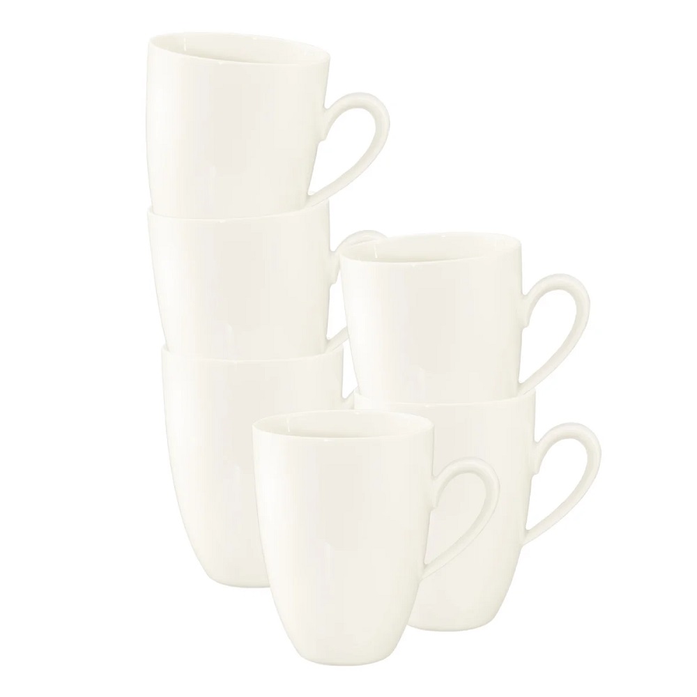 Seltmann Weiden Savona Fine Diamond weiß Becher mit Henkel 0,35 l 6er Set