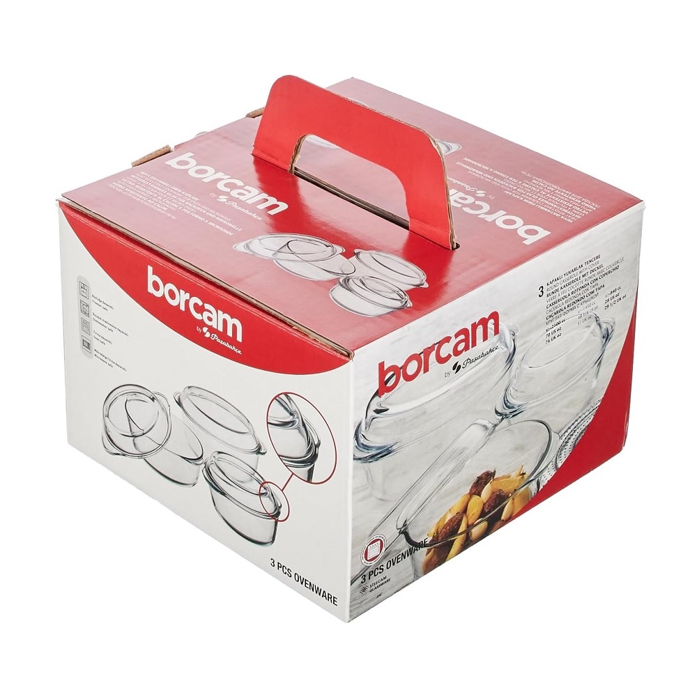 Pasabahce Borcam Auflaufform rund mit Deckel rund 22/18,5/16 cm