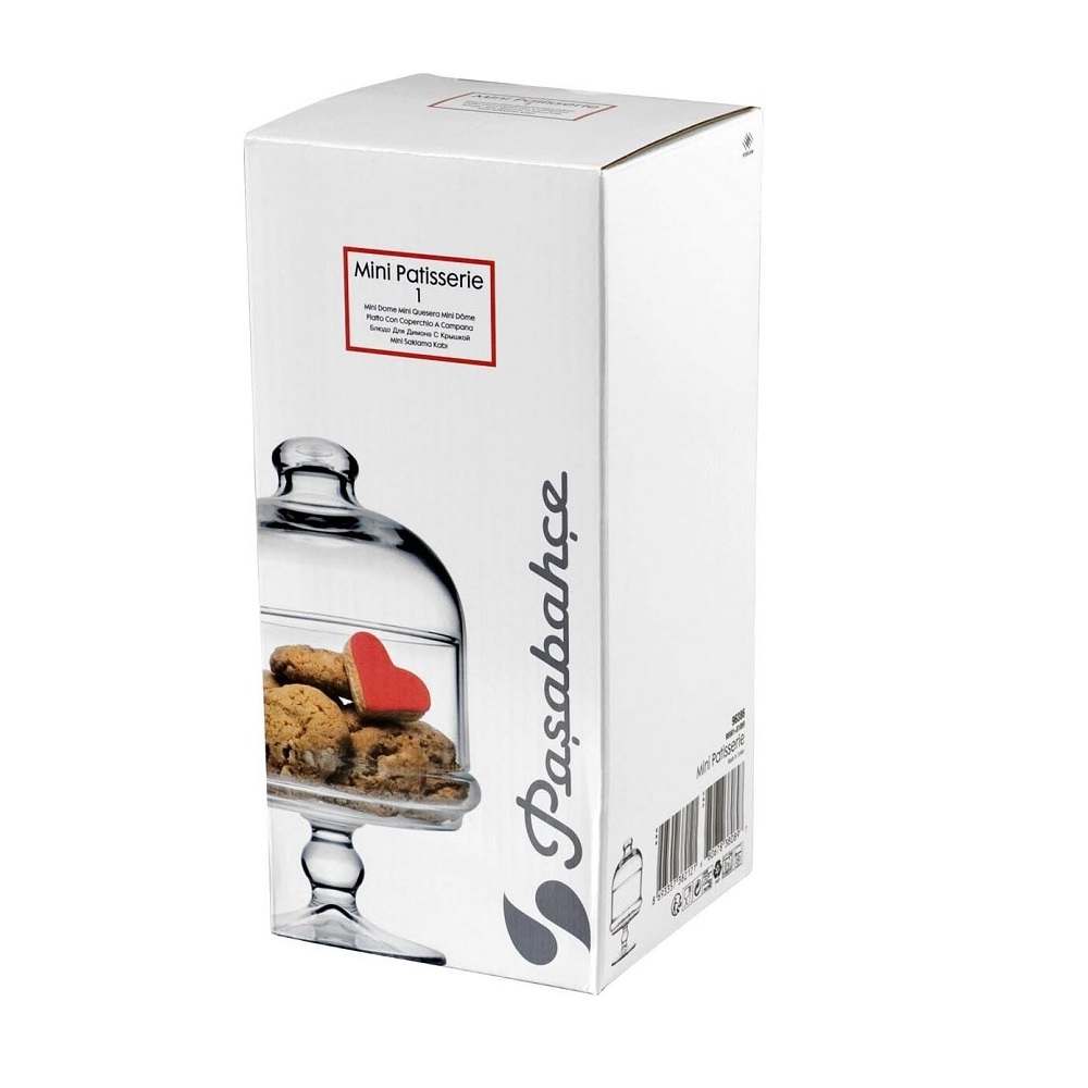 Pasabahce Mini Patisserie Servierschale mit Standfuß und Kuppel