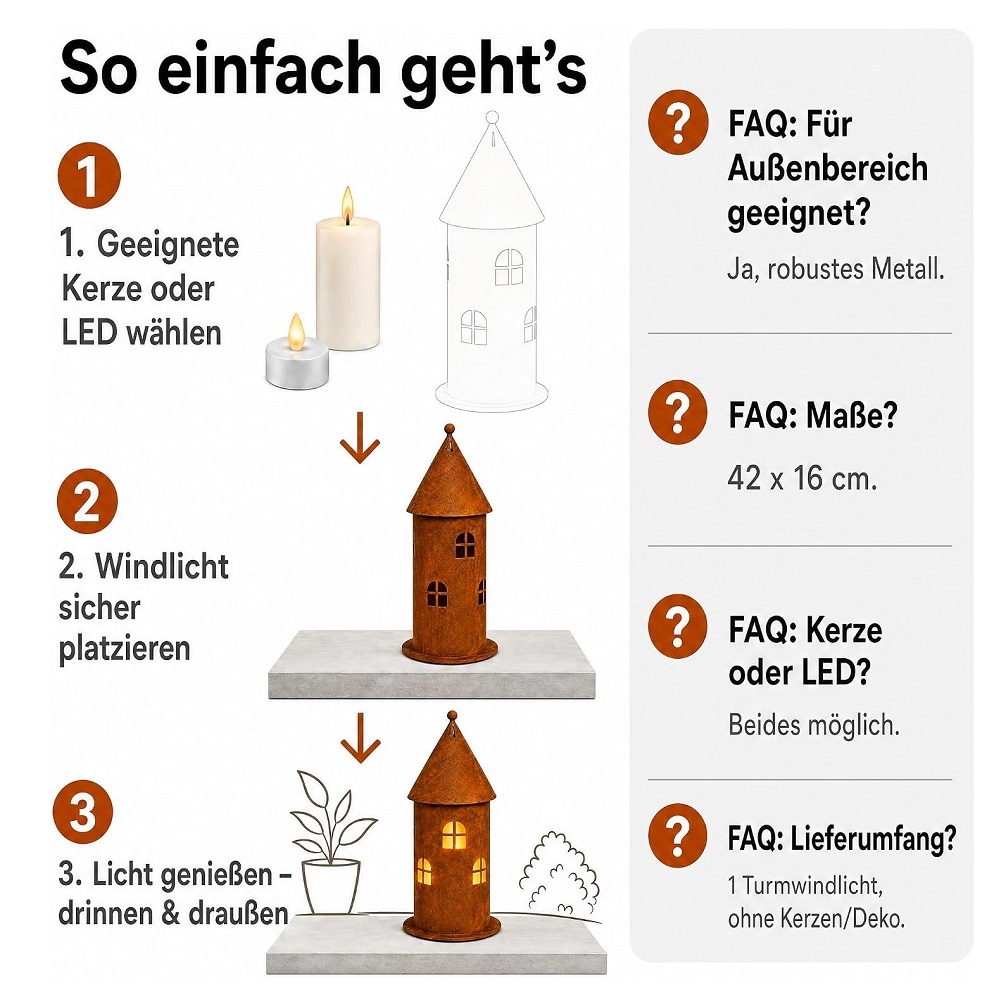 Windlicht "Turm" 58 cm