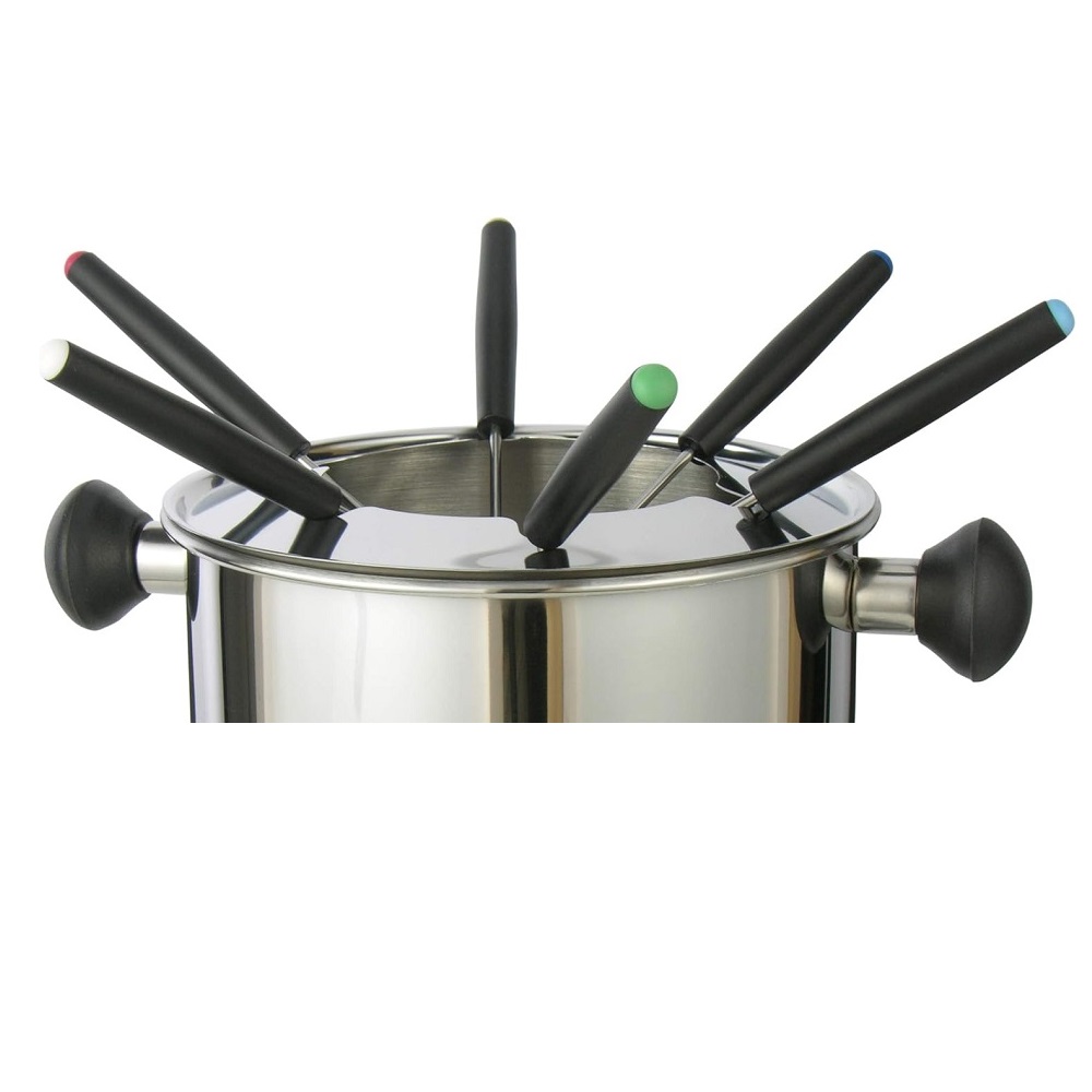 Haushalt International Fondue-Set aus Edelstahl 10-tlg. Durchm. ca. 17-18,3 x 9,5 (H) cm