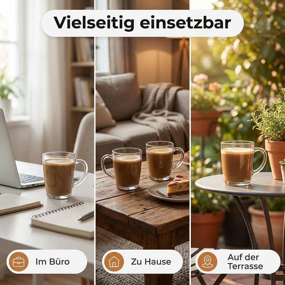 Der-Porzellan-Laden by Pasabahce Basic Henkeltasse 350 ml 6er Set