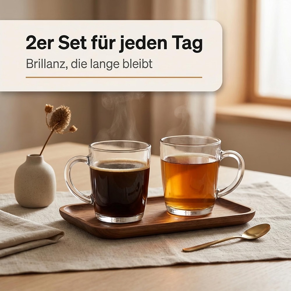 Der-Porzellan-Laden by Pasabahce Basic Henkeltasse 350 ml 2er Set