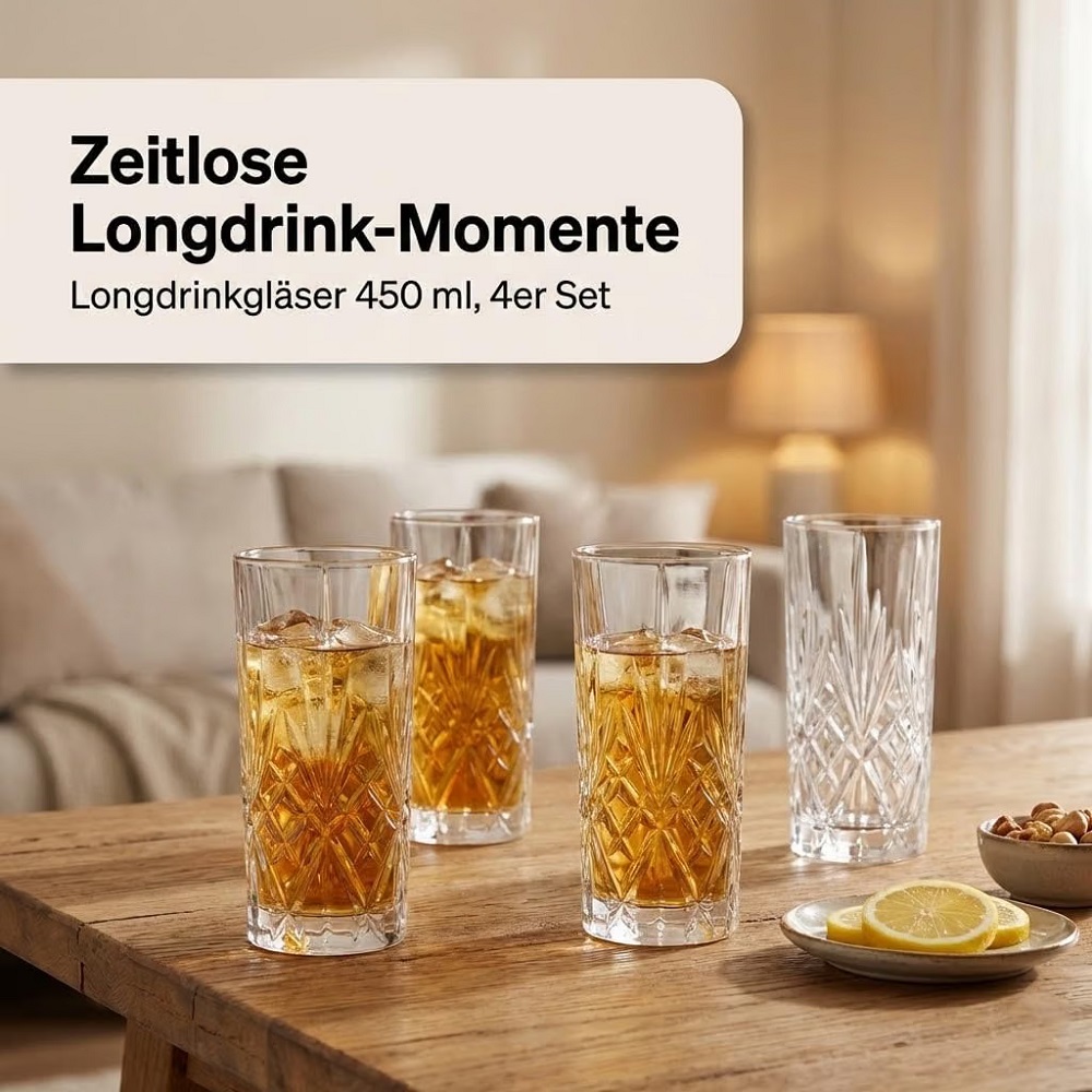 Der-Porzellan-Laden by Pasabahce Timeless Longdrink 450 ml 4er Set