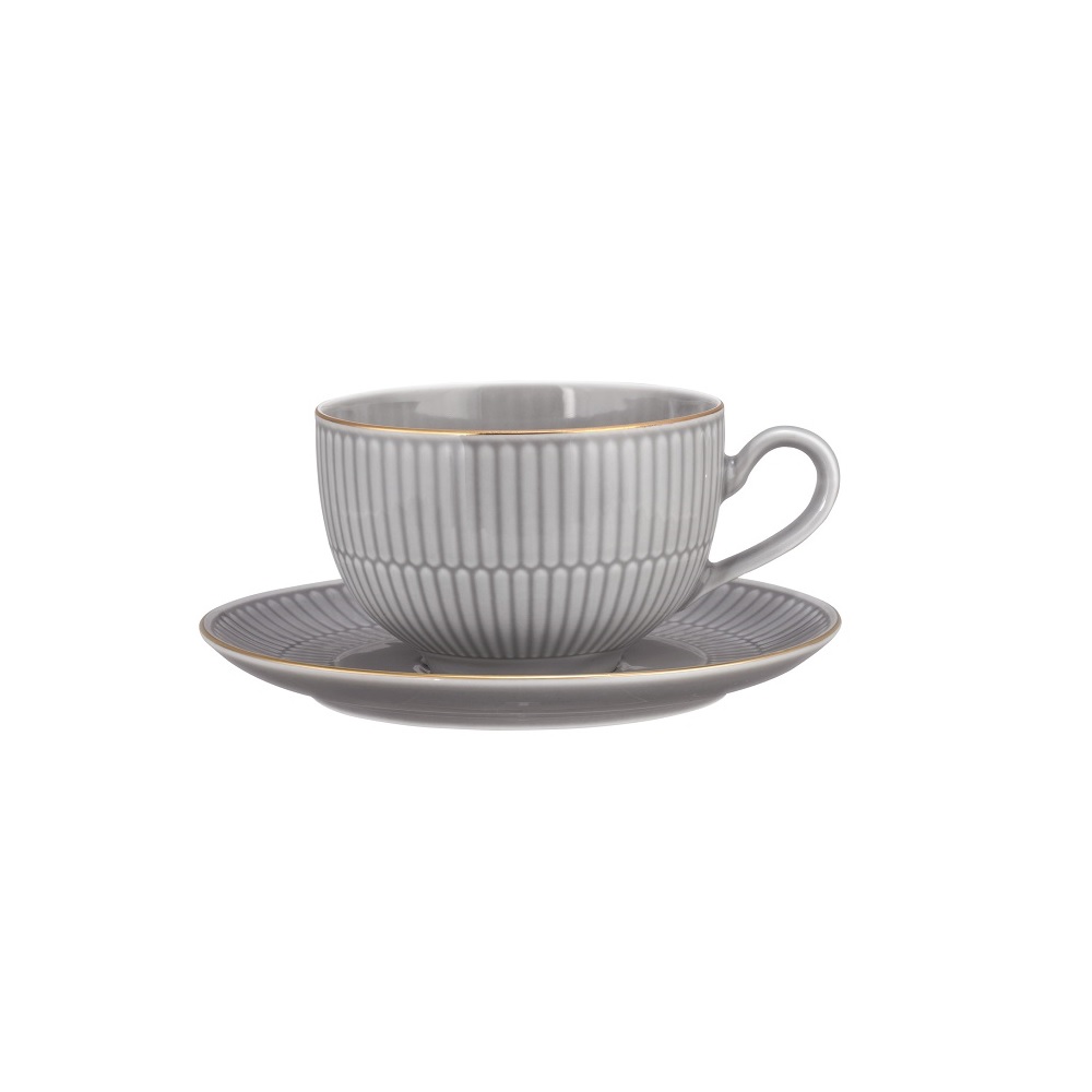 Seltmann Weiden Amina silbergrau/Goldrand Kombi-Untertasse groß 16 cm