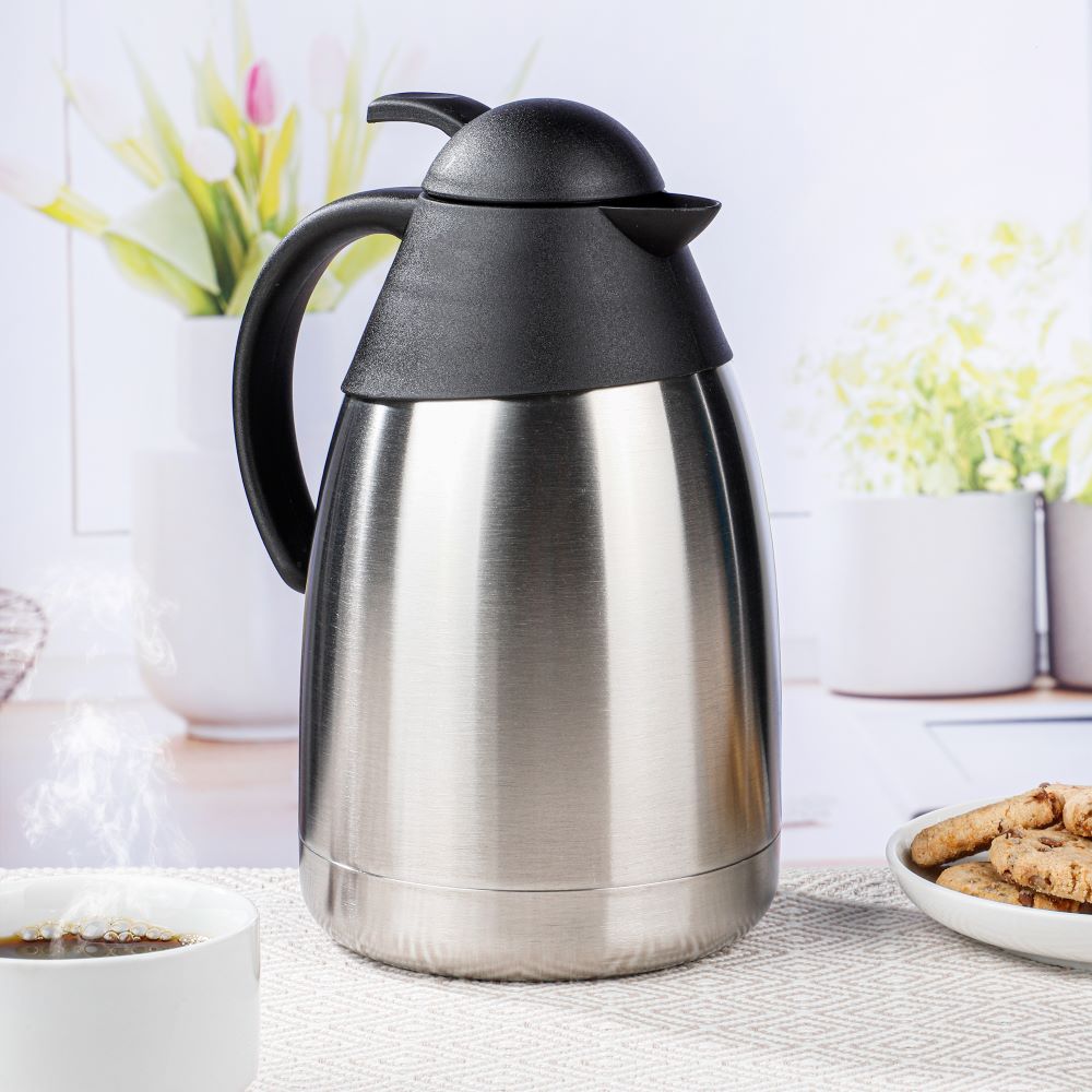 Haushalt International Isolierkanne 1,5 Liter doppelwandiger mattierter Edelstahl