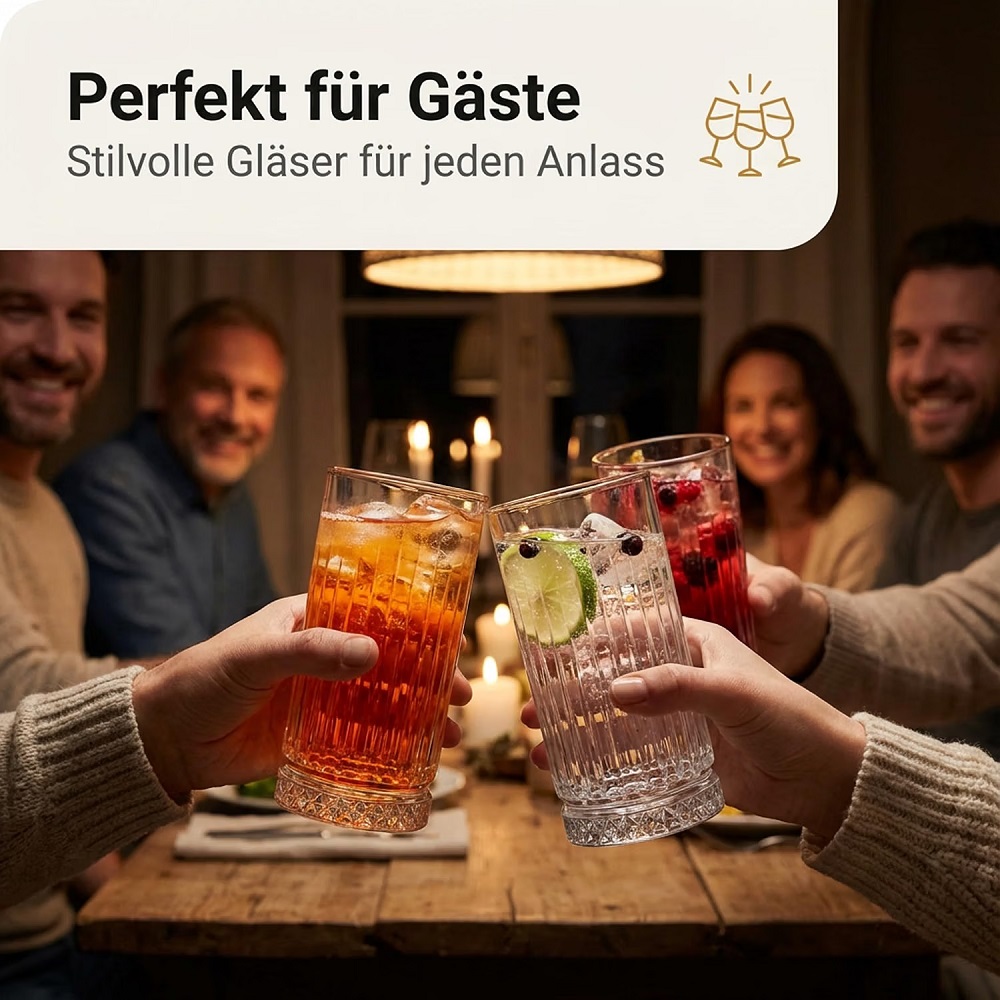 Der-Porzellan-Laden by Pasabahce Elysia Longdrinkglas 280 ml 4er Set