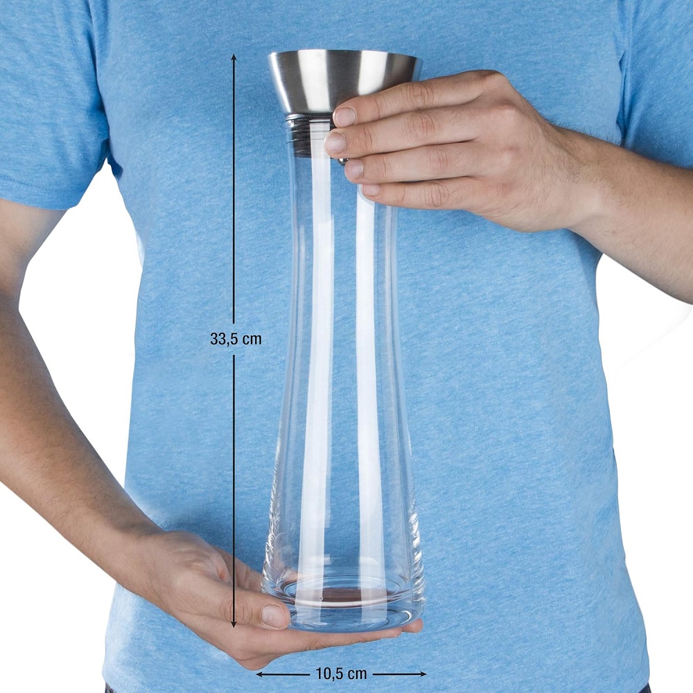 Haushalt International Wasserkaraffe aus Glas, 1 Liter mit Ausgießer