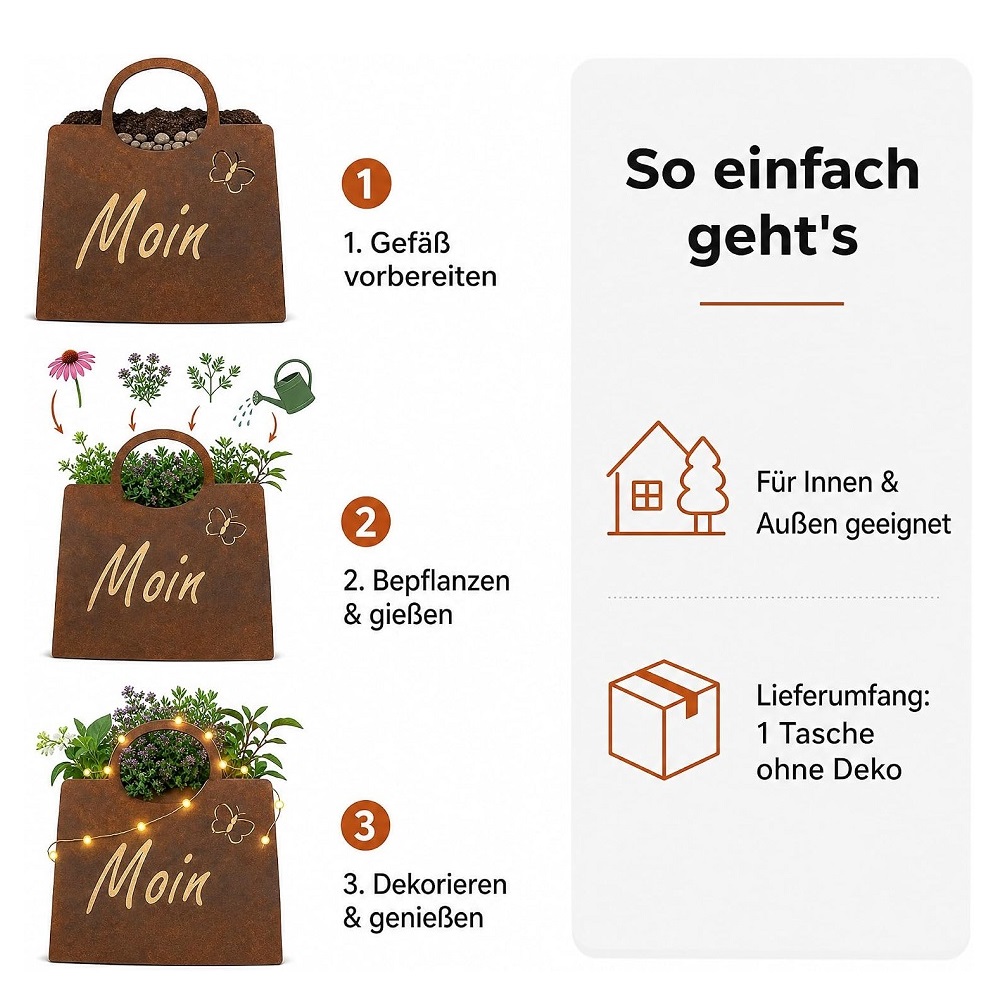 Tasche zum Bepflanzen 'Moin' 32x27x12cm