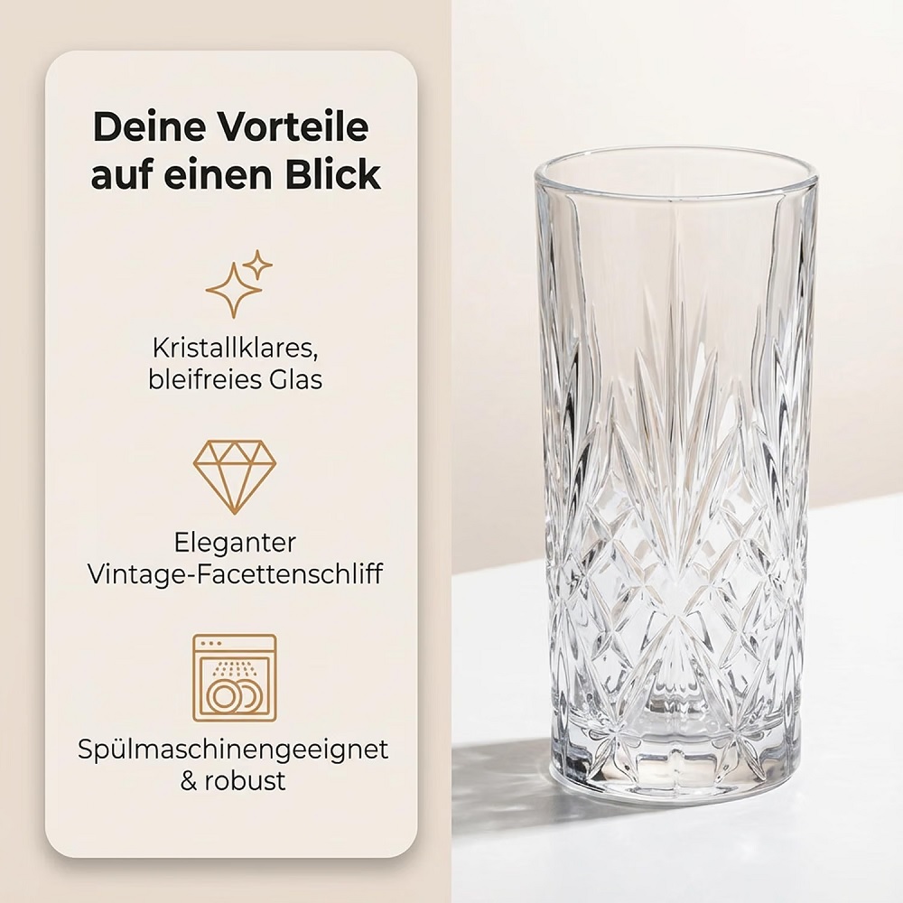 Der-Porzellan-Laden by Pasabahce Timeless Longdrink 450 ml 12er Set