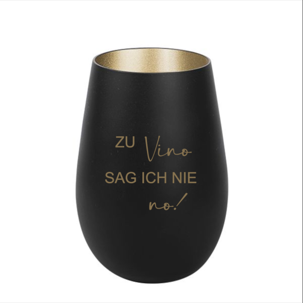 Graviertes Windlicht mit Spruch 'Zu Vino Sag Ich Nie No' - Einzigartiges Geschenk für Weinfreunde, S